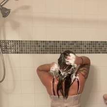 princesslavender: Showering in a Skin Tight White Dress and Nylons