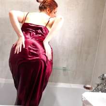 johnboy12: Redhead gets wet and messy wearing a satin chemise