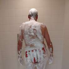 Chuck M: Chuck is pied with shaving cream pies
