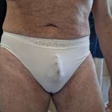 Chuck M: Chuck wear white lace panties in the tub