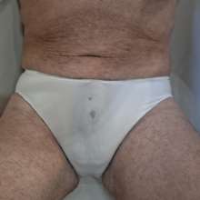 Chuck M: Chuck wear white lace panties in the tub