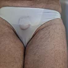 Chuck M: Chuck wear white lace panties in the tub