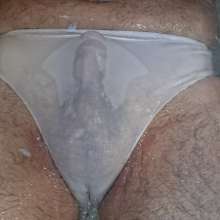 Chuck M: Chuck wear white lace panties in the tub