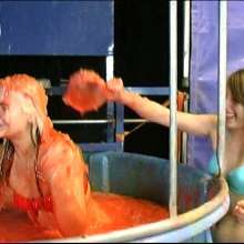 GungeTankBabes: Chrissy Dunked in Gunge in Higher or Lower Game