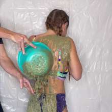 Slimed Models: Eliza Gets a Dog Food Wedgie and Sliming!