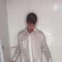 WETColours: Guy Showers Removing Jeans + Jacket, Hot Display Thru Shirt