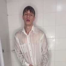 WETColours: Guy Showers Removing Jeans + Jacket, Hot Display Thru Shirt