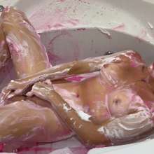 WetlookMissVikiWAM: In Shaving Foam, Slime over the Head!  Jerk off with Dildo!