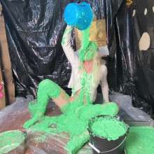 RevSlymsford: Kaydens and Her Pristine White Sweater Vs Chunky Green Slime