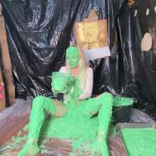 RevSlymsford: Kaydens and Her Pristine White Sweater Vs Chunky Green Slime