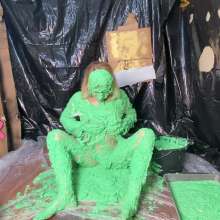 RevSlymsford: Kaydens and Her Pristine White Sweater Vs Chunky Green Slime