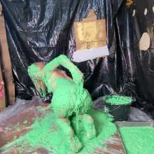 RevSlymsford: Kaydens and Her Pristine White Sweater Vs Chunky Green Slime