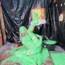 RevSlymsford: Kaydens and Her Pristine White Sweater Vs Chunky Green Slime