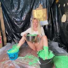RevSlymsford: Kaydens and Her Pristine White Sweater Vs Chunky Green Slime