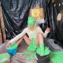 RevSlymsford: Kaydens and Her Pristine White Sweater Vs Chunky Green Slime