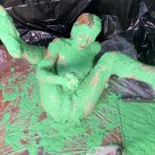 RevSlymsford: Kaydens In Silk Knickers Covers Herself Thick Chunky Slime