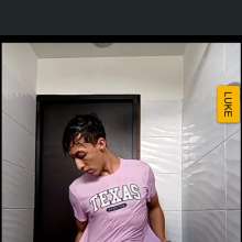 WETColours: Luke in the Shower in a Pink T-shirt and Jeans