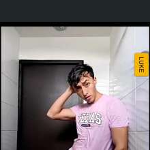 WETColours: Luke in the Shower in a Pink T-shirt and Jeans