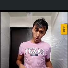 WETColours: Luke in the Shower in a Pink T-shirt and Jeans