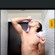 WETColours: Luke in the Shower in a Pink T-shirt and Jeans