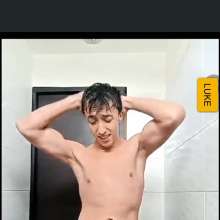 WETColours: Luke in the Shower in a Pink T-shirt and Jeans