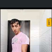 WETColours: Luke in the Shower in a Pink T-shirt and Jeans
