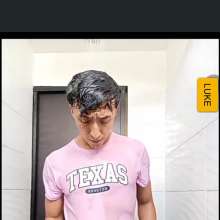 WETColours: Luke in the Shower in a Pink T-shirt and Jeans