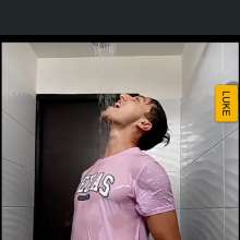 WETColours: Luke in the Shower in a Pink T-shirt and Jeans