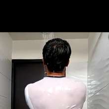 WETColours: Luke in the Shower Wearing a White T-shirt and Black Shorts