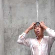 WETColours: Michael Showers Super Funny in a White Shirt and Jeans
