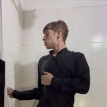 WETColours: Ostin Showers Wearing a Black Shirt and Using Shampoo