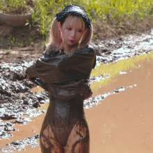 RSSRuinStreetStyle: Tokyo Girl in Leather Sailor Uniform and Swimsuit Rides Muddy Bike!