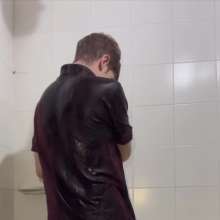 WETColours: Shower in Red Polo Shirt and Black Pants with Mega Shampoo