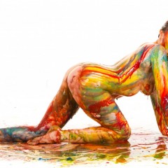 MessyPhotoShoots: Je55 is in the studio for a multicoloured slime art nude shoot
