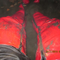 ThighBootsinMud: Walk on a bog in very sexy thigh high red patent leather boots 5,5