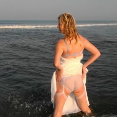 WSMProductions: Mrs.  CC bathes in the sea in her Wedding Dress--Wsm