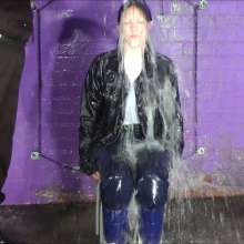 DungeonMasterOne: Purity enjoys a fully-clothed bucket bath in the dungeon