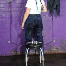 DungeonMasterOne: Purity enjoys a fully-clothed bucket bath in the dungeon