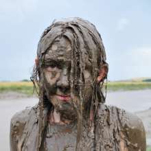 DungeonMasterOne: Chastity wears designer Armani jeans into the mudbanks!