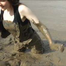 DungeonMasterOne: Chastity wears designer Armani jeans into the mudbanks!