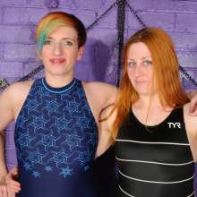 DungeonMasterOne: New Download: 2 girl swimsuit filling: Hydrasuit vs Legsuit!