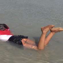 LisaMoomin: Sky's Casual Lake Dip!