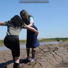 DungeonMasterOne: Langstonedale: Honeysuckle and Maude in skirt uniform mud fun!
