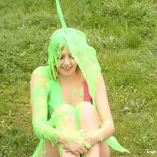 eileenvogel: Eileen getting slimed in shorts and tank top