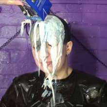 DungeonMasterOne: Daisy fills her blue-haired friend Virginia's sportswear with custard!