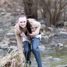 bootedbabes: Black Waders in the Lake