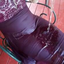 MadelineOasis: Oasis Video--Madeline Soaks a Beautiful Plum Dress