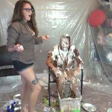 Jayce: Payton and Jezzies First Messy Game of Pies and Slime, Cameo by me!