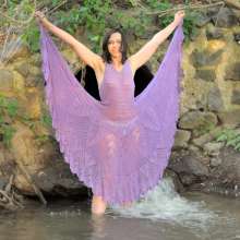 ufa217: Tanya in a knitted dress gets wet in the creek.