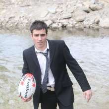 wamgame1: Chris Soaked in a Suit in the River